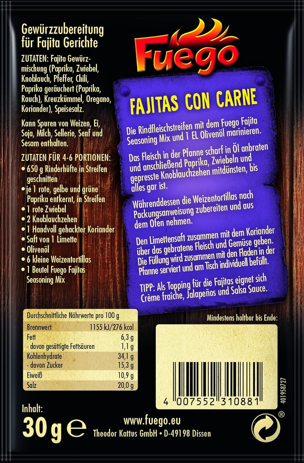 - Fajita Kruidenmix | 30 g in zak