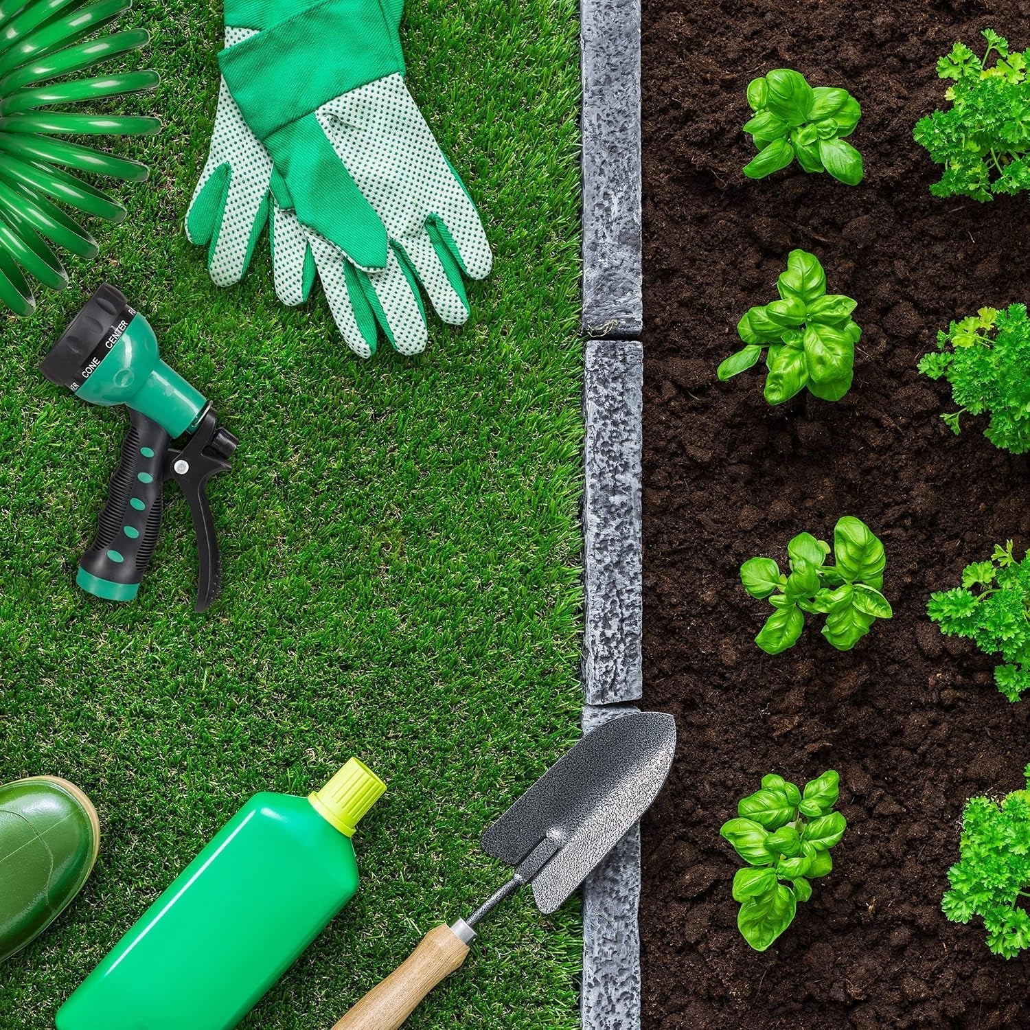 Relaxdays spiraalslang verlengbaar tot 20m flexibele tuinslang met watersproeier 7 spuitpatronen groen