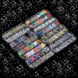 8 Boxen Nail Art Strass Kit - Nail Art Gemischt Strass Set, Nagel Kunst Strasssteine ​​Gems Perlen Edelsteine ​​Bunt Pferdeaugen Strass voor Nageldesign Zubehör Met 1 Pinzetten en 1 Strass Picker voor DIY
