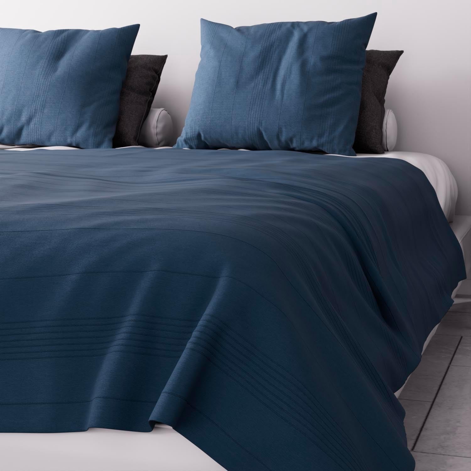 Soleil D'Ocre Adele, Zigzag Cover, Van de bank gegooid, Polykaton, Blauw, 220 X 240 Cm Quilts en quilts Naty Shop Blauw 220 X 240 Cm