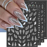 8 vellen gouden maan en sterren nagelkunststickers engelenvleugels bruin gouden nagelstickers sterren nagelfolie zelfklevende nagelstickers nagelontwerpaccessoires nagelstickers