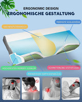 IDEA Kussen, Ergonomisch Orthopedisch Kussen voor Nekpijn, Memory Foam Kussen voor Zij-, Rug- en Buikslapers, Anti-Snurkkussen voor Mannen Vrouwen (62 * 34,5 * 12/8CM) Cervicale Orthopedische Kussens Naty Shop