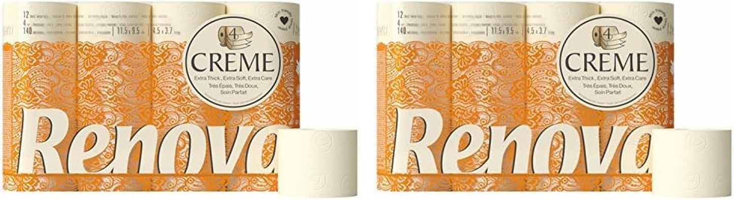 Toiletpapier Renova 4 lagen geurcrème, 12 rollen rol