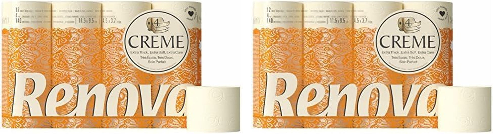 Toiletpapier Renova 4 lagen geurcrème, 12 rollen rol