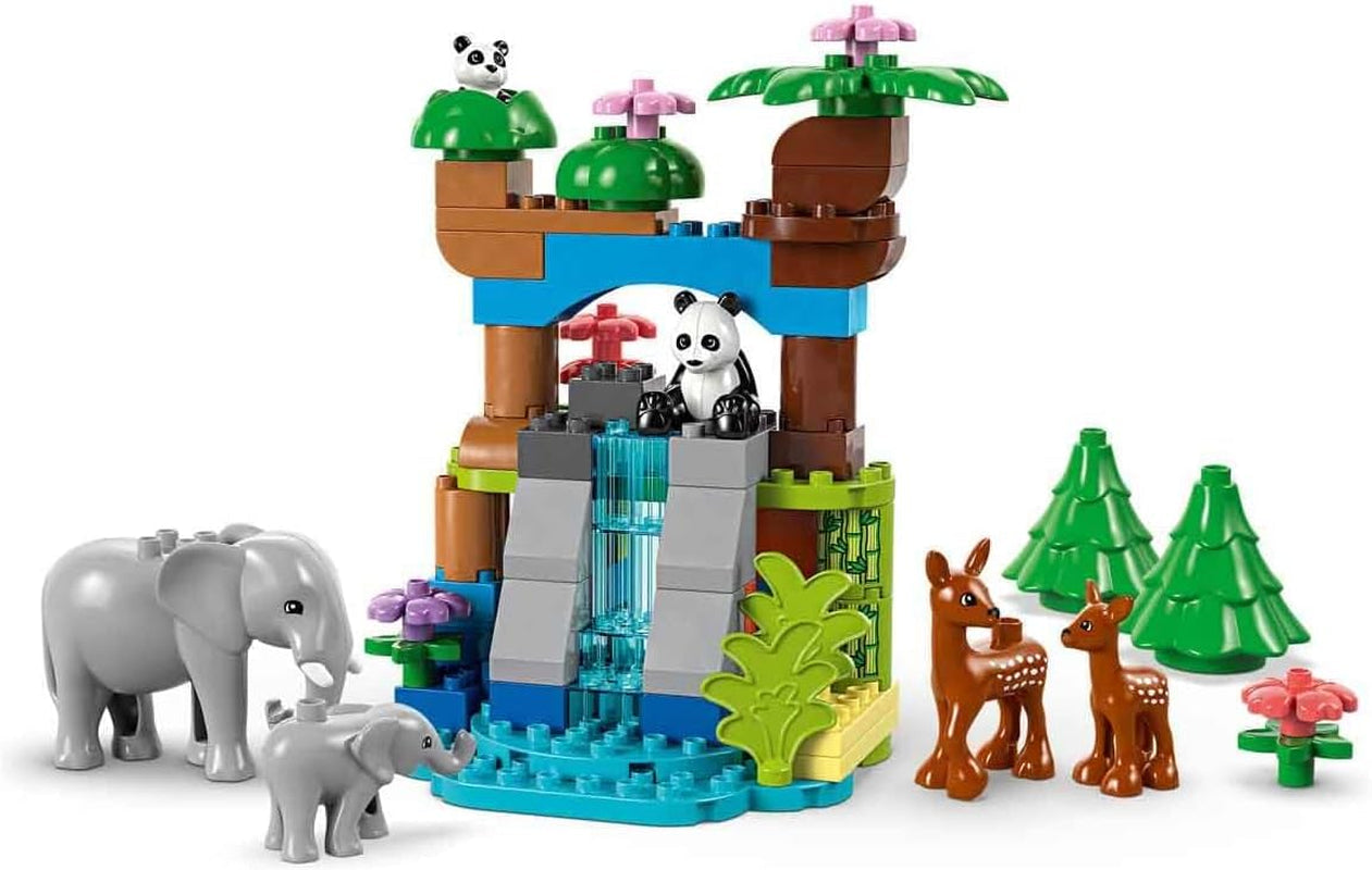 LEGO DUPLO Stad wilde dierenfamilies 3-in-1 set, educatief speelgoed voor peuters met schildpadden, tijgers, olifanten, herten, panda's, set voor kleuters vanaf 2 jaar, bouwspeelgoed met dierenfiguren 10446 Bouwsets Beuche den LEGO-Store