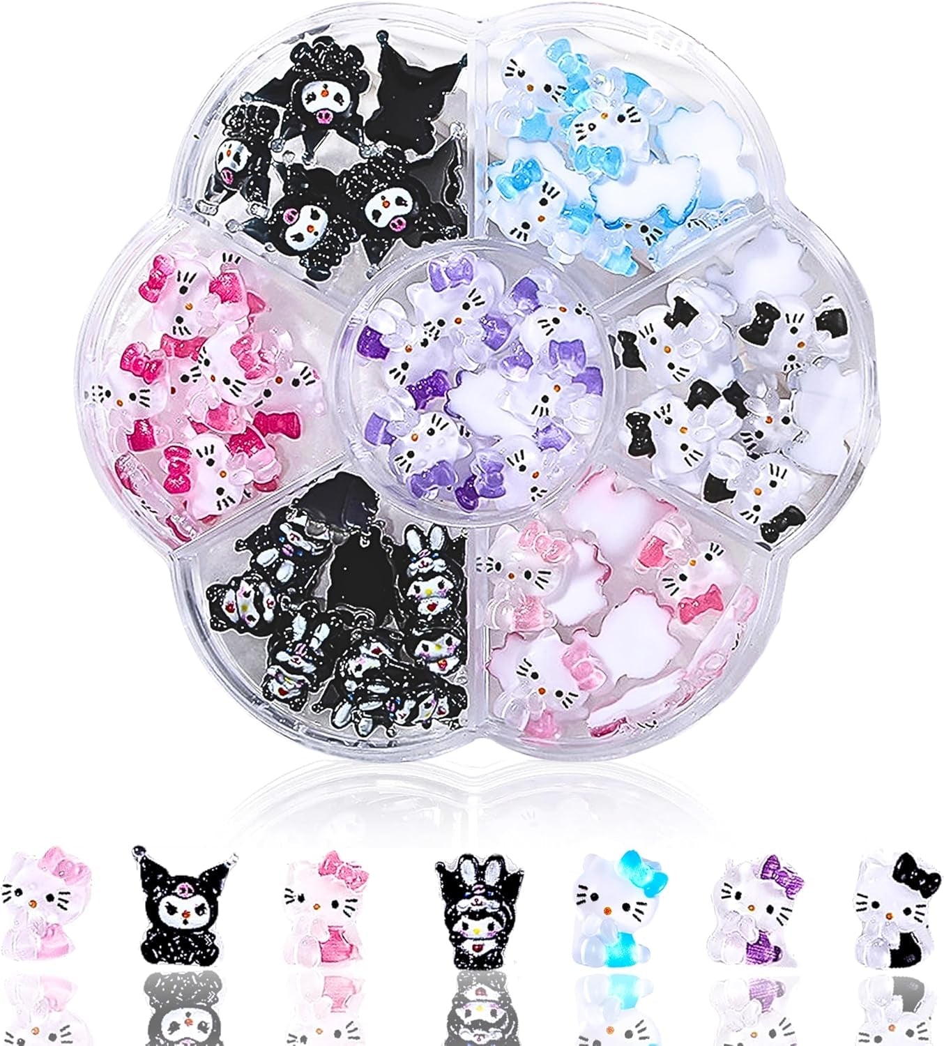 3D kattennagelstickers, nagelglitter, pailletten, harsnagelstickers, nageledelstenen, diamanten voor nagelkunst, inclusief strass nagelwasstick (kleurrijke kat)