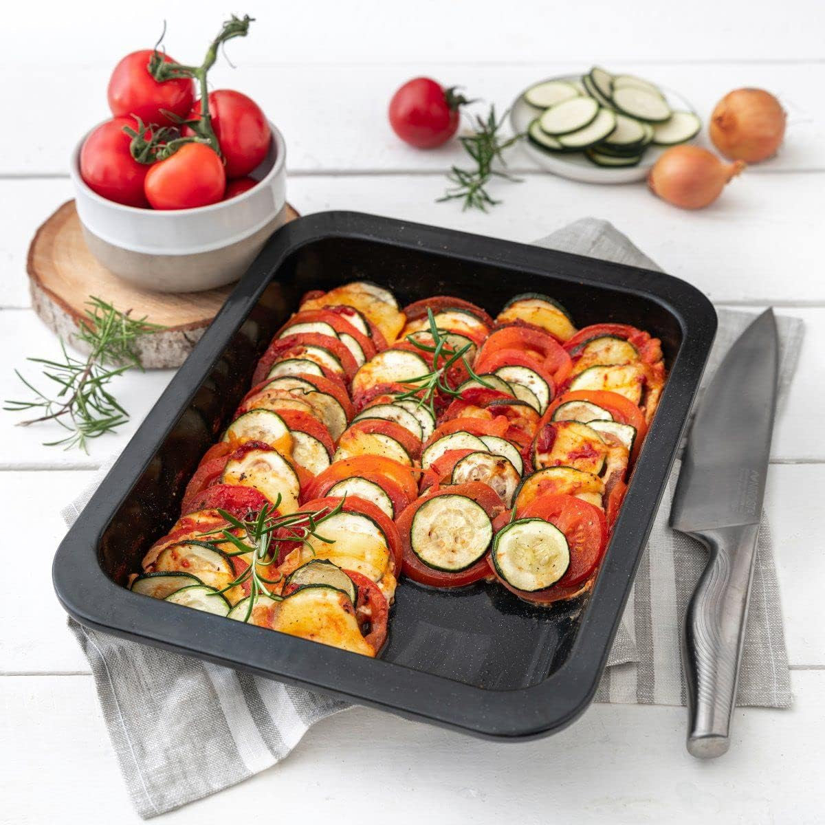 Zenker Ofenbackform (33 X 5 X 25 Cm) SPECIAL COOKING, Rechteckige Auflaufform Mit Enamelle-Versiegelung, Backform Mit Extra Hohem Rand (Farbe: Schwarz), Menge: 1 Stück Vormen en bakplaten Naty Shop