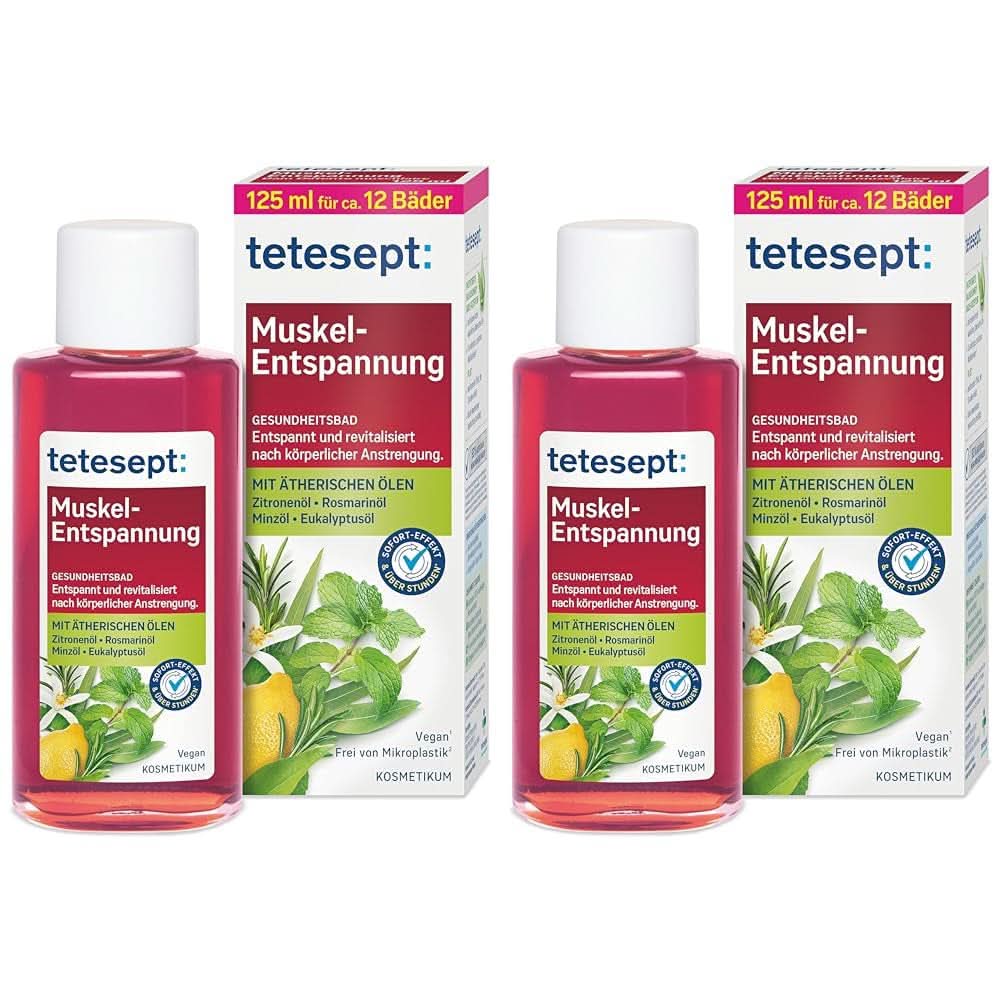 Tetesept Muskel, Ontspannend badadditief na lichamelijke inspanning, 125 ml Douche en bad Naty Shop 2 stuks x 125 ml Spierontspanningsbad