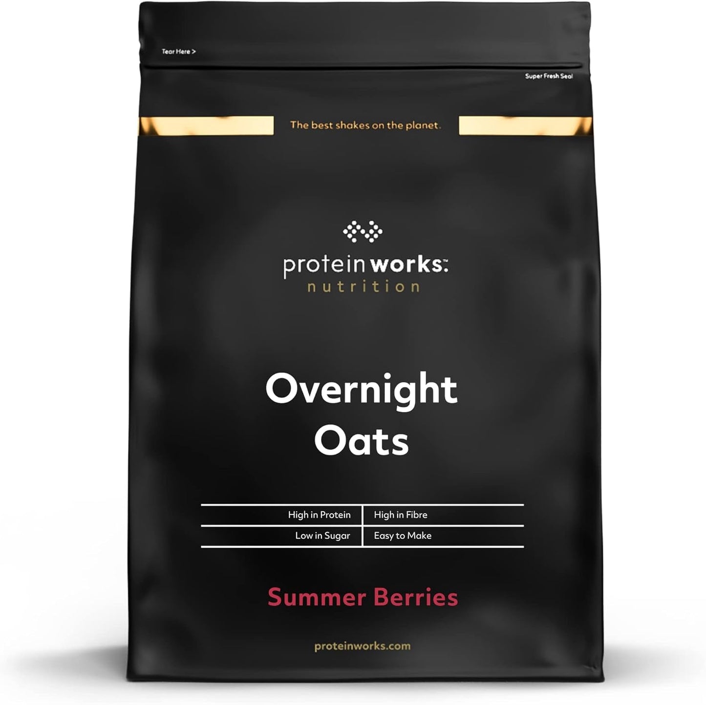 Overnight-havermout met proteïne | Pure chocolade en framboos | Eiwitrijk ontbijt | Suikerarme Snack | Havermout met lage GI | 500g
