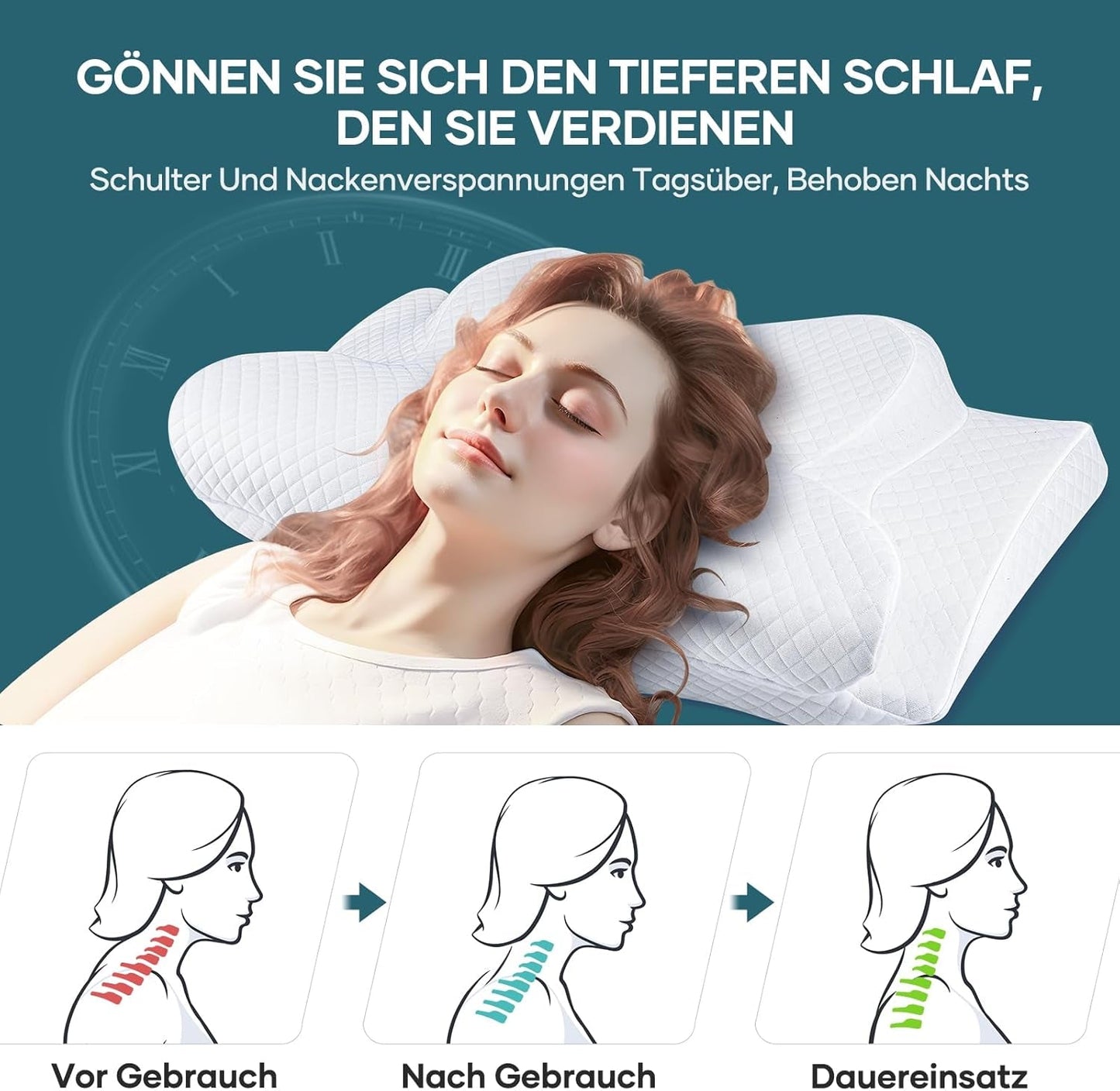 Nekkussen Hoofdkussen Orthopedisch kussen Memory Foam Kussen Ergonomisch hoofdkussen Neksteunkussen Anti-zijwaartse impactkussen voor zij-, rug- en buikslapers Witte cervicale orthopedische kussens Naty Shop