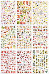 JMEOWIO Nagelsticker Sommer Frucht 9 Blatt Nail Art Sticker Selbstklebend Nagelaufkleber Zitronen Decoratie Nageldesign Zubehör