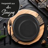 Moritz & Moritz NORDIC 6-persoons serviesset - 18-delige zwarte steengoed serviesset - Scandinavisch design - 6-persoons robuuste serviesset voor dagelijks gebruik en gasten - gecombineerde serviesset