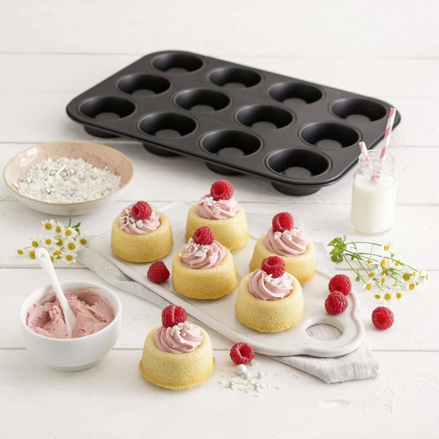 Zenker Cup-Cake-Backblech 12Er Set – Premium Antihaftbeschichtung, Für Perfekte Cupcakes, 385X265X30Mm, Hitzebeständig Bis 230°C Vormen en bakplaten Naty Shop