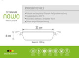 Woll Nowo Titanium Braadpan - Induktiv -, Ø 32 Cm, 8 Cm Hoch, 5,5 Liter, Mit 2 Seitengriffen - Geeignet Für Alle Herdarten Vormen en bakplaten Naty Shop