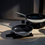 WMF Devil 2-delige pannenset, inductiepan 24, 28 cm, Cromargan roestvrij staal, keramische coating, ovenvaste potten en pannen Naty Shop