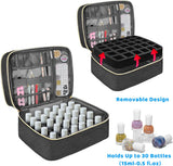 Nail Lacquer Organizer Tasche, Doppelschicht Nail Lacquer Storage Box, Organizer Koffer Für Nageldesign Kosmetiktasche Für 30 Flaschen Neonail Base (15Ml-0.5 Fl.Oz) & 1 nagellamp (zwart)