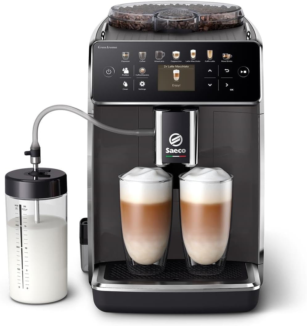 Saeco GranAroma automatisch espressoapparaat - 14 koffiespecialiteiten, intuïtief kleurendisplay, 4 gebruikersprofielen, keramische molen, 1500 watt (SM6580/10)