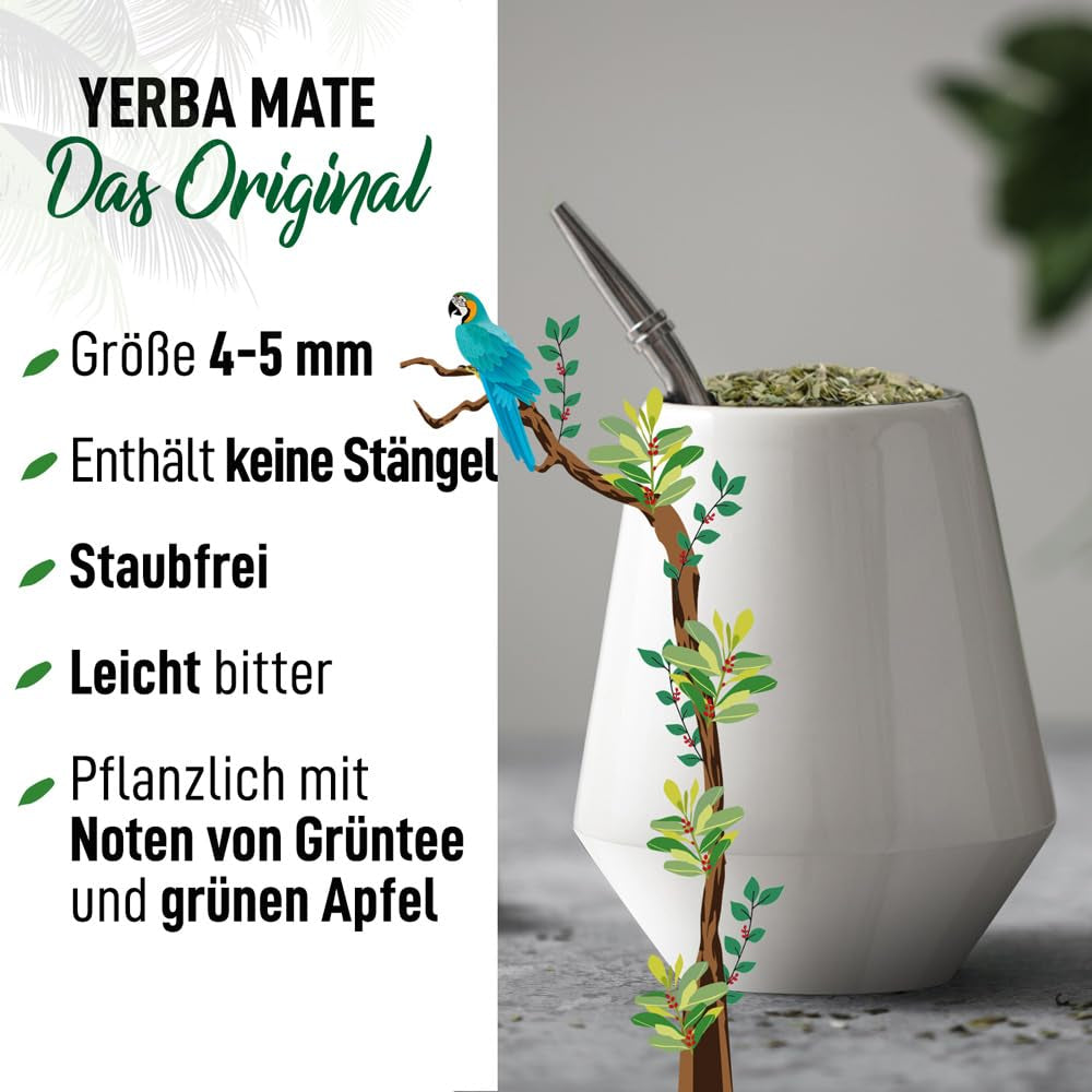 ORIGEENS BIO YERBA MATE THEE 1 KG - The Original I Ongebrand, bladeren, zonder stengels, stof en kruimels I Energieke en ontgiftende drank