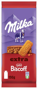 Milka Extra Biscoff Chocolate – Alpenmelkchocolade met knapperige stukjes Lotus Biscoff – 190g