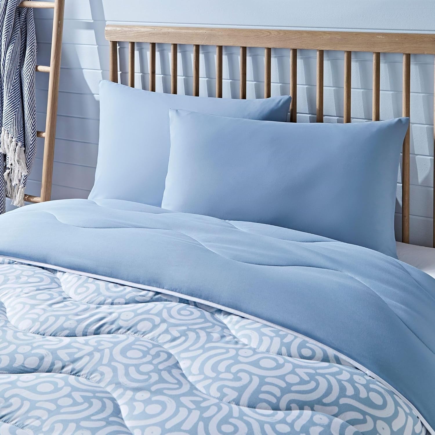 Night Lark dekbed zonder dekbed Super King 6 Tog lente zomer - abstracte golven. Superzachte, comfortabele en lichtgewicht deken. Machinewasbaar en sneldrogend, alles-in-één omkeerbare kussensloopset Naty Shop dekbedden en dekbedden