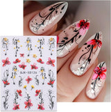 JMEOWIO 3D Nagelsticker Blumen Nail Art Sticker Selbstklebend Nagelaufkleber 5D Stereoskopisch Frühling Zomer Decoratie Nageldesign Zubehör 4 Blatt
