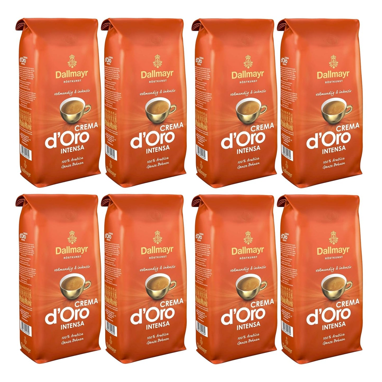 Crema d'Oro Intensa koffie, gemalen koffie, gebrande koffie, hele bonen, koffiebonen, 8 x 1000 g