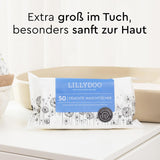 LILLYDOO Natte doekjes 50 stuks 100% plasticvrij extra groot doekje ongeparfumeerd