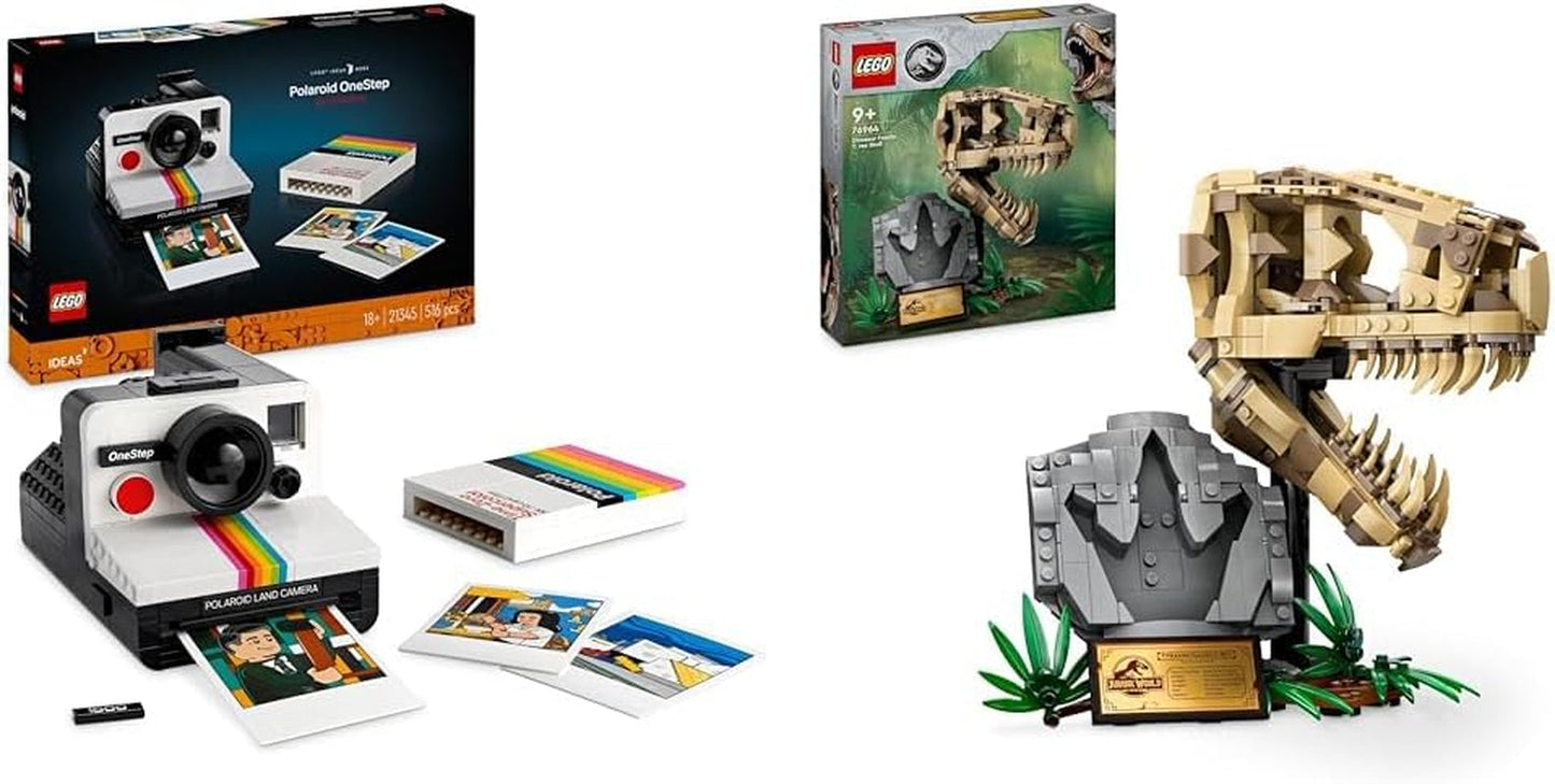 LEGO Ideas Polaroid Onestep SX-70 cameraset voor volwassenen, verzamelobject met authentieke details, creatieve activiteit, fotografiecadeaus voor vrouwen, mannen, hem, haar en tieners 21345 Bouwsets Bekijk het LEGO-Store Dinosaur Fossil-pakket