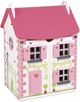 Janod - Mademoiselle houten poppenhuis, 3 verdiepingen en 11 accessoires, replica speelgoed, stimuleert de verbeelding, vanaf 3 jaar, J06581, Roze Naty Shop poppenhuizen