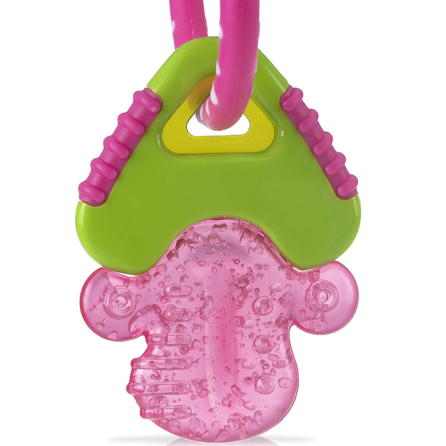 Nuby bijtring voor baby's bevordert het zicht en de motoriek; het grijpspeeltje met ijsgel bereikt zelfs de kiezen; vanaf 4+ maanden