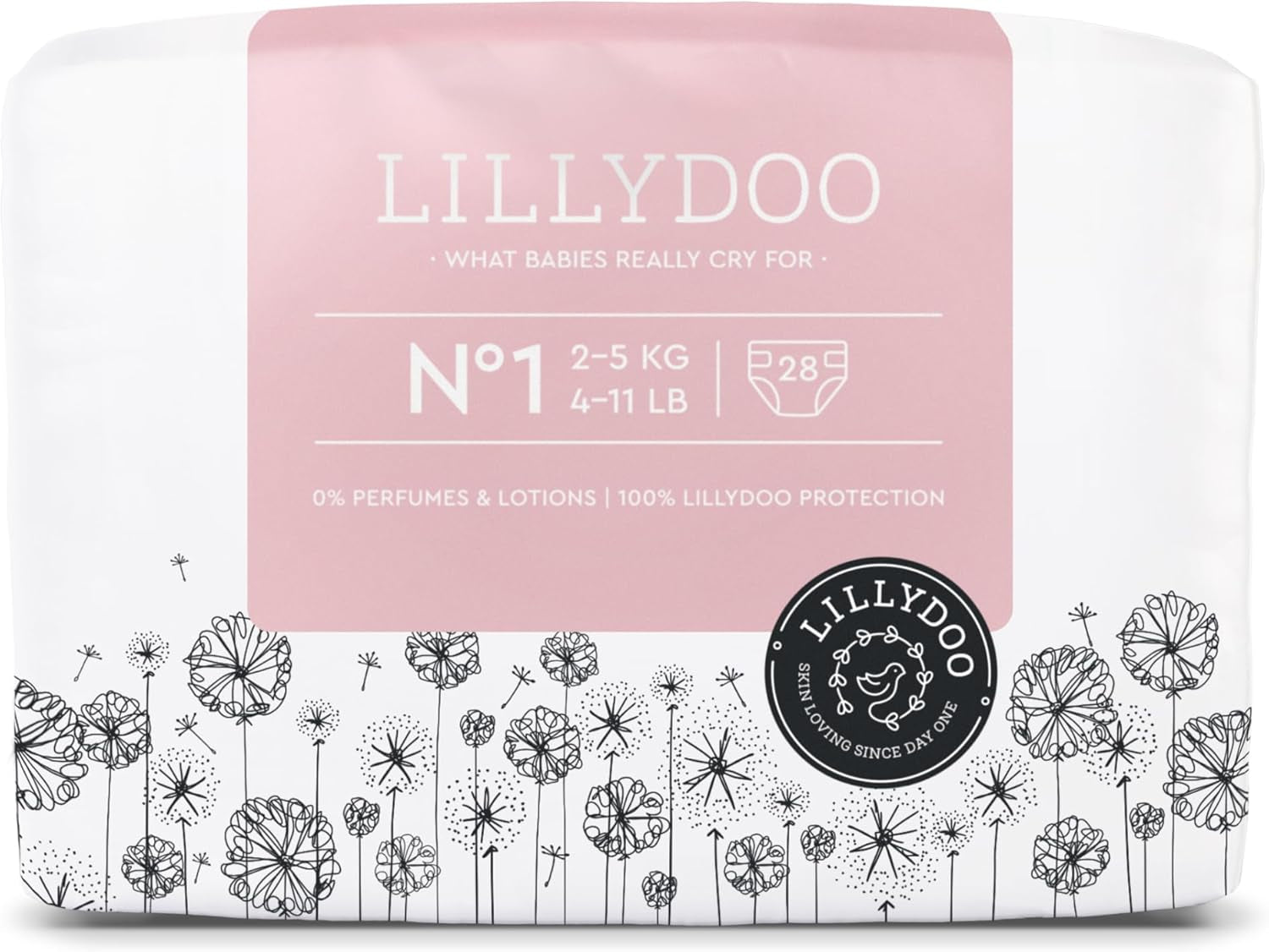 LILLYDOO Babyluiers Huidvriendelijk - Maat 3 (6-10kg), 29 stuks, Betrouwbare lekbescherming, Zacht, Geurvrij en Lotionvrij voor gevoelige huid, Dermatologisch getest