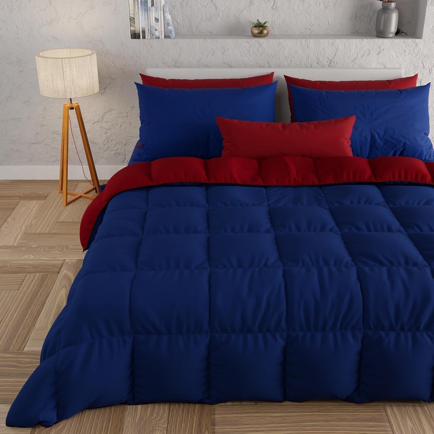 PETTI Artigiani Italiani - Winterdekbed voor tweepersoonsbed, maxi, monochroom, dubbelzijdig, wit, grijs, 100% Made in Italy Dekbedden en dekbedden Naty Shop Blunotte Bordeaux 160 X 190 Cm