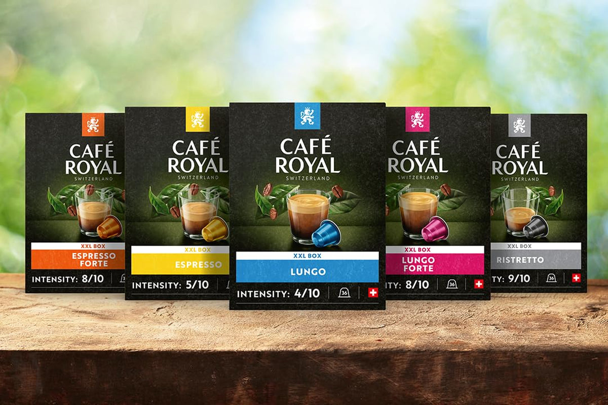 Café Royal Ristretto 36 Kapseln für Nespresso Kaffee Maschine - 9/10 Intensiteit - UTZ-zertifiziert Kaffeekapseln aus Aluminium (Packung mit 3)