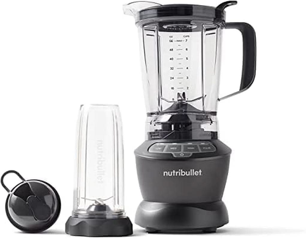 Nutribullet Full Size Blender, Elektrische Mixer, Multifunctionele Stabmixer, Professioneller Mixer, 1000 Watt Leistung, 1.6L Becher, Grau, NBF450DG Keuken Naty Shop