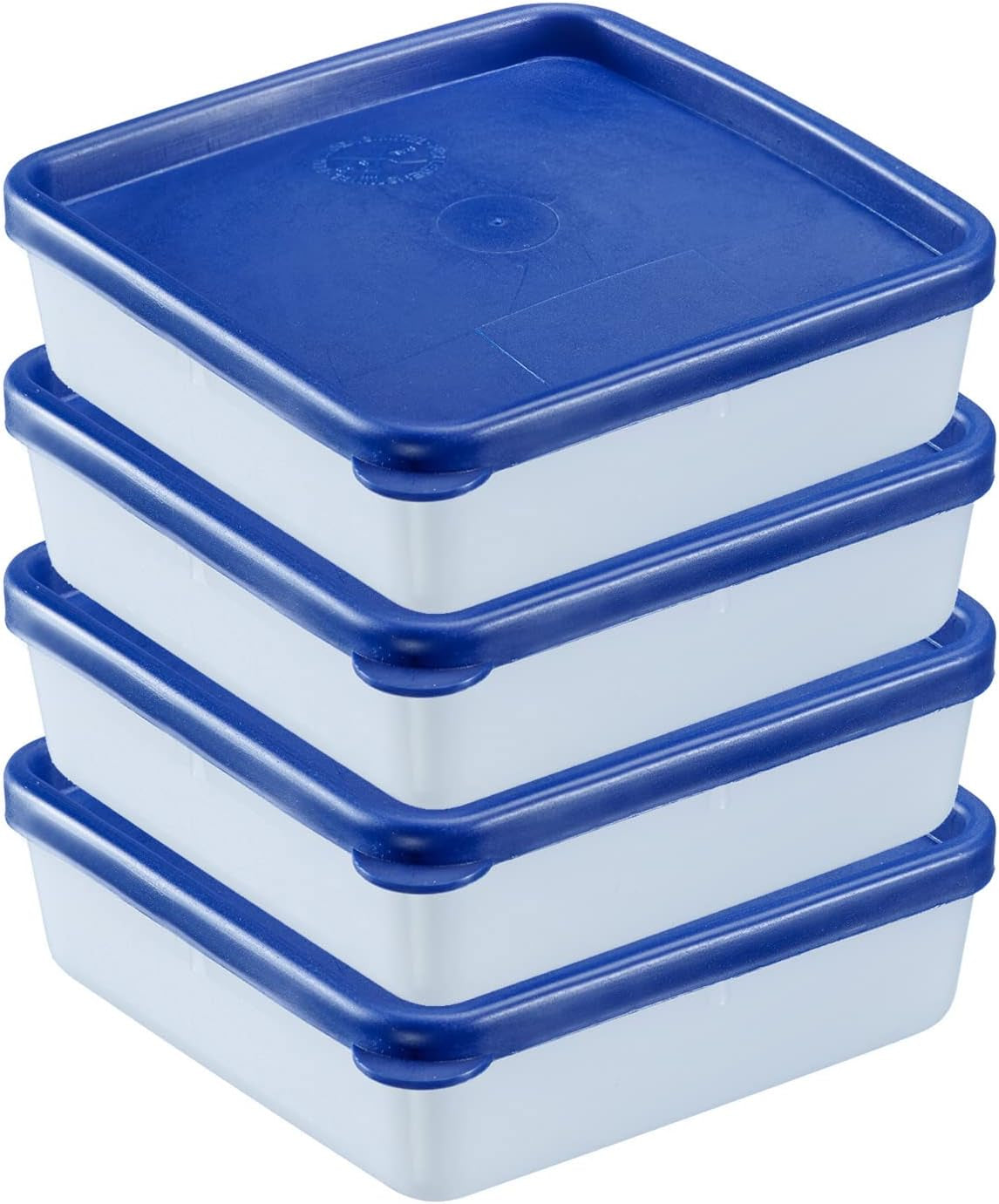 Westmark 4 containers voor het bewaren/invriezen van voedsel, inclusief deksel, inhoud: elk 0,25 l, stapelbaar, kunststof, Trio, kleur: transparant/blauw, 25042270 Voedselbewaardozen Naty Shop Gerfier boxenset