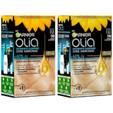 Garnier Olia 110 Cool Ash Blonde Ammoniakvrije permanente kleur met voedende natuurlijke oliën Volledige dekking Grijs haar Permanente kleur 1 stuk (2 stuks) Naty Shop Haarkleur Standaardtitel