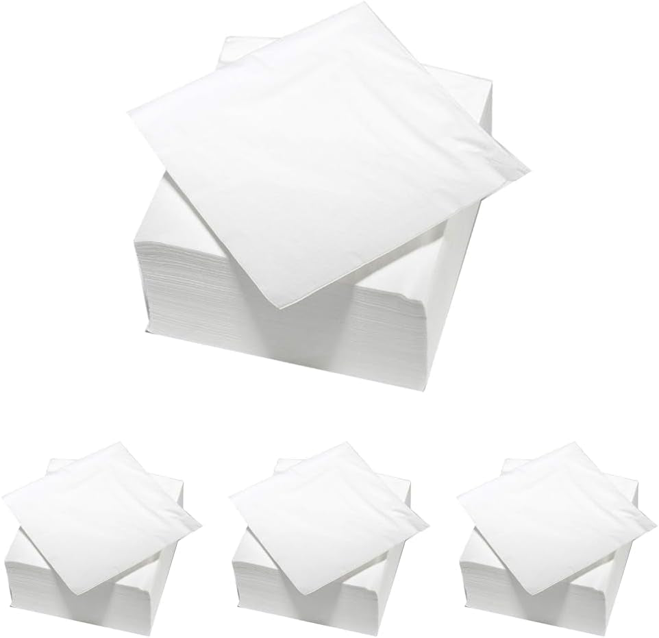 ARTS DE LA TABLE 100 katoenen servetten, 2-laags, 33 x 33 cm, wit (pak van 4)