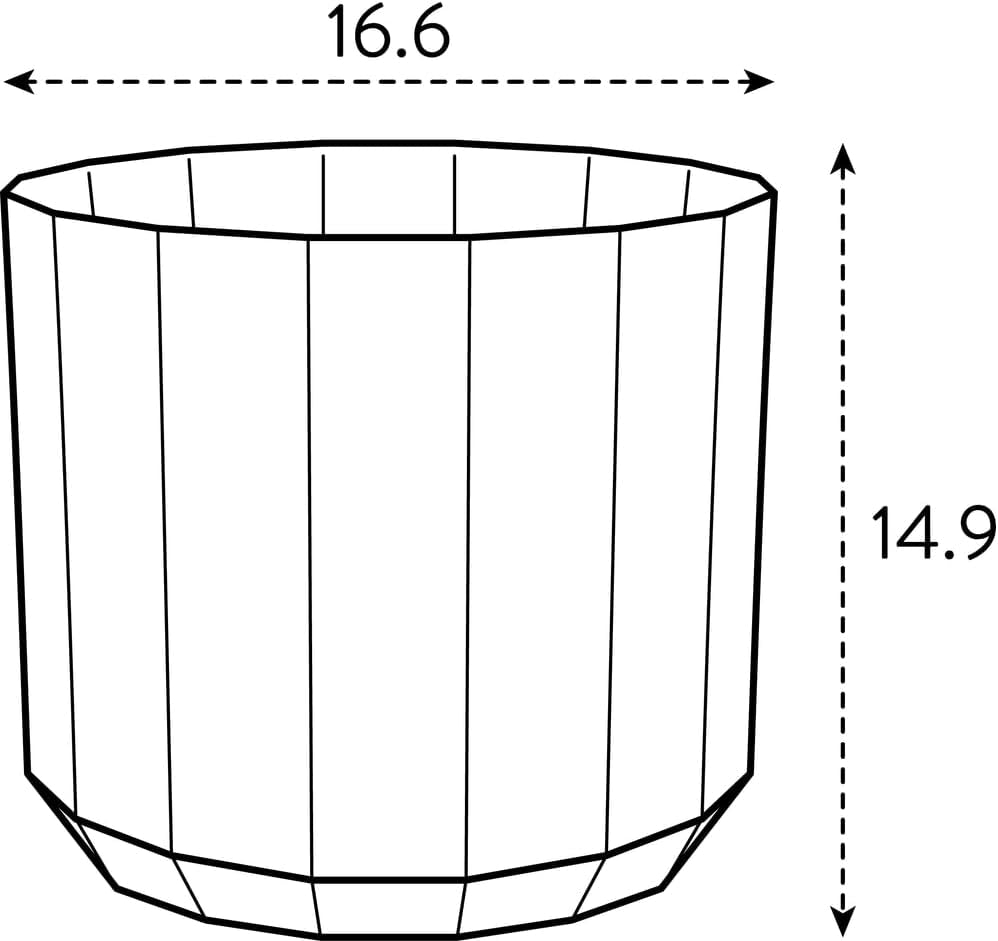 Ronde pot elho Facet 17cm - voor binnengebruik - 100% gerecycled plastic - Ø 16,6 x H 14,9 cm - Roze/Amandelroze