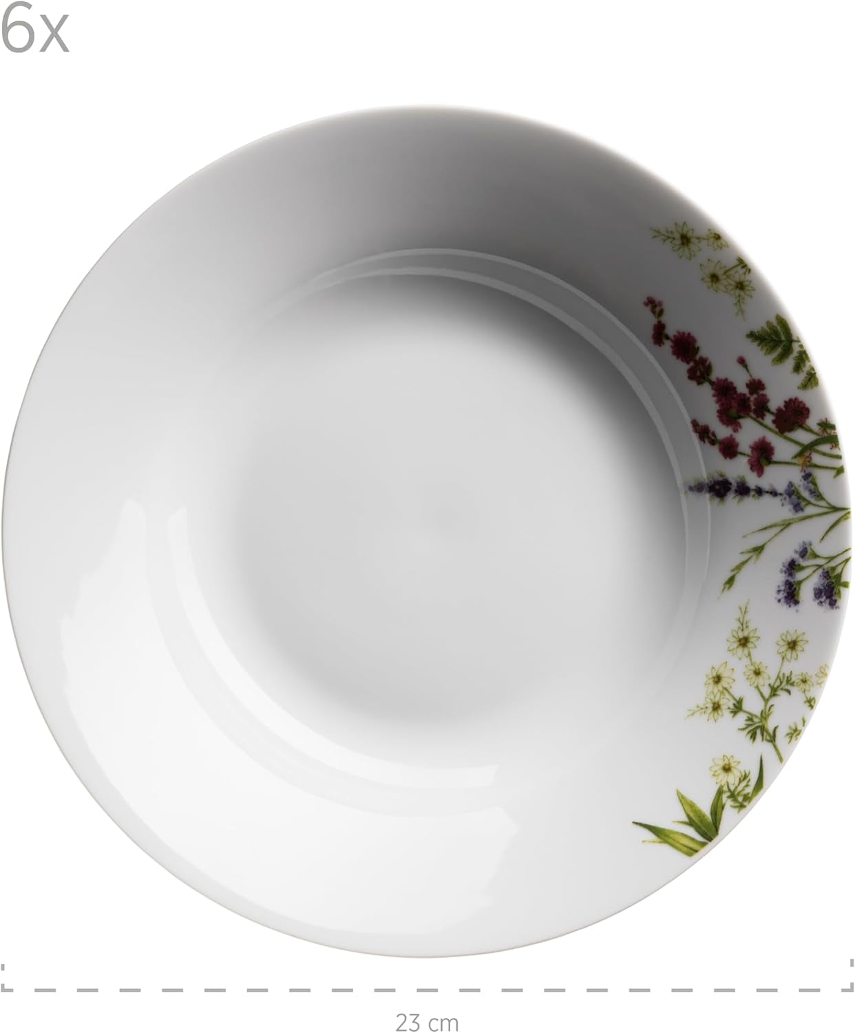 Mäser Herbal Garden 4-persoons 18-delige bloemen gedetailleerde serviesset inclusief dinerborden, soepborden en dessertborden, porselein, wit