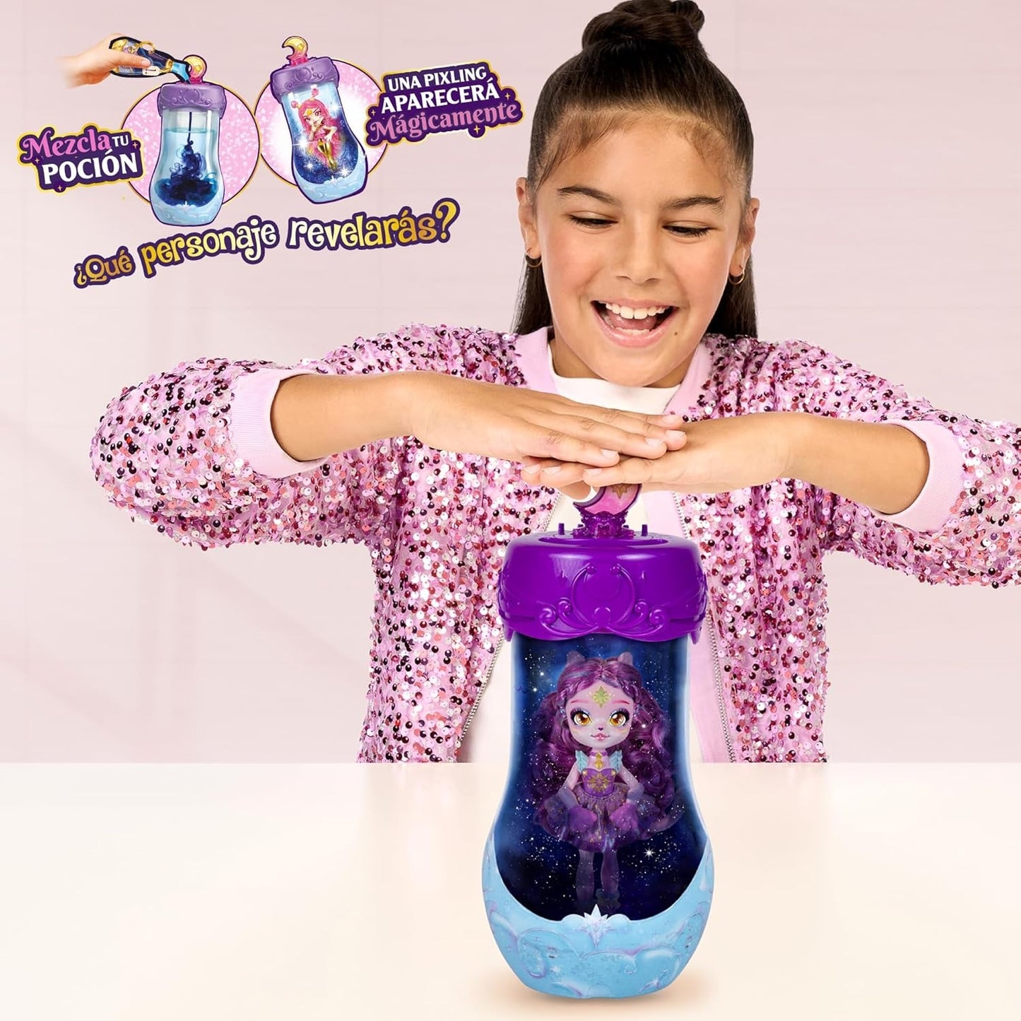 Pixlings Magische poppen, 4 verschillende poppen - 2 nieuwe - 15 cm modepop - Toverdrankjes - Geheim drankje speelgoed (MG101000)