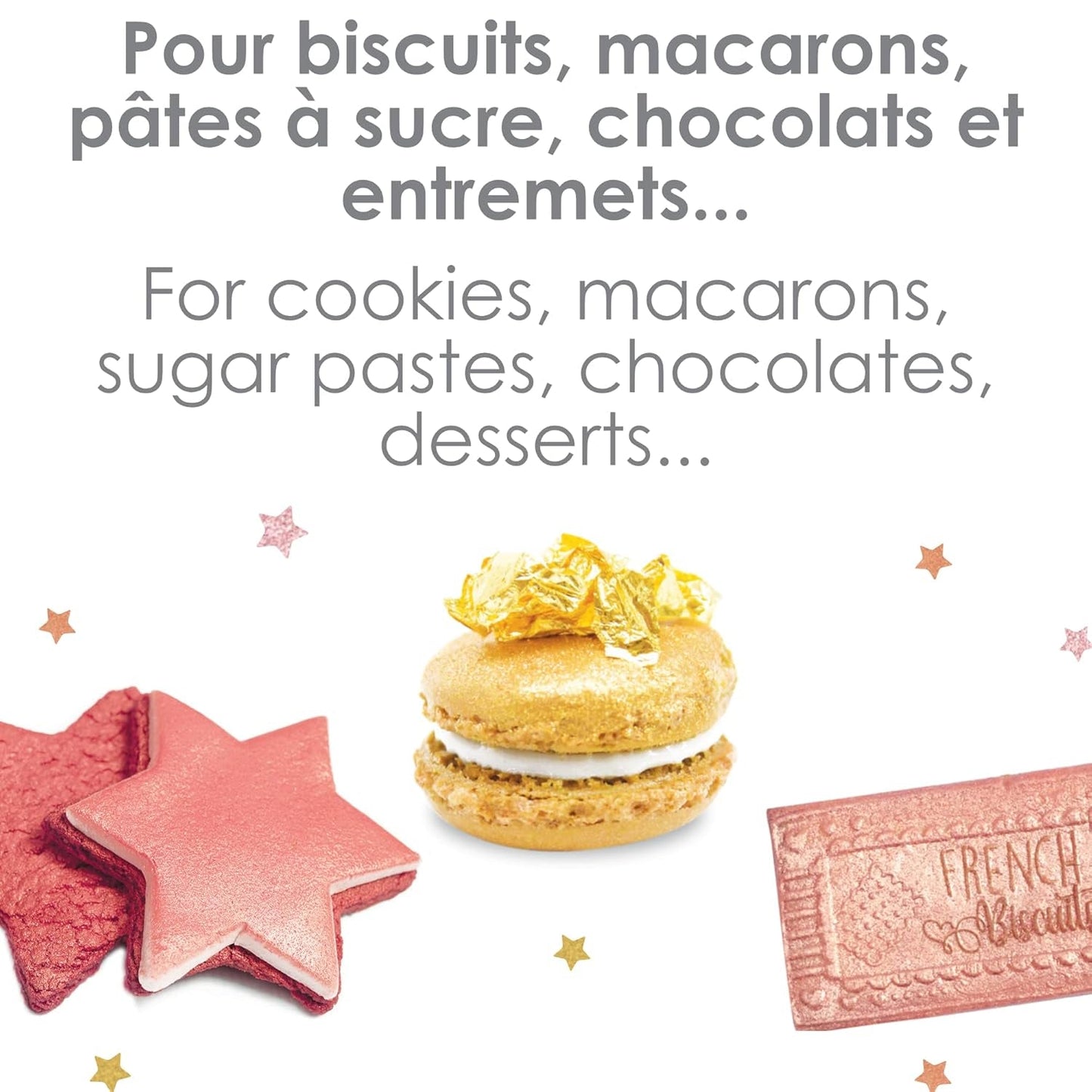 Scrapcooking - Set van 3 metalen kleurstoffen - Kleurstof: goud, rosé goud en robijn - Eetbare kleurstof voor bakken, cakes, koekjes, cakes, chocolade - 4019