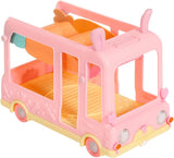 BABY born 904763 Baby Surprise Bus - roze minipoppenspeelgoedbus met 2 exclusieve poppen, drievoudige kinderwagen, schommel, carrousel, glijbaan en drievoudige schommel.