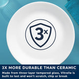 Winter Frost serviesset voor 4, 12 stuks, premium ultra-duurzaam Vitrelle™ glazen servies, vaatwasmachinebestendig, magnetron- en magnetronbestendig, feestelijk winterontwerp