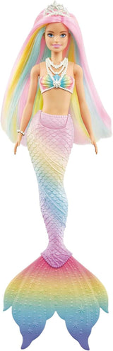 Barbie Dreamtopia Rainbow Magic Zeemeermin, Barbie Zeemeermin met Regenbooghaar, Watergeactiveerde kleurveranderende pop, 3 jaar oud speelgoed, Meisjescadeau, GTF89 Naty Shop-poppen