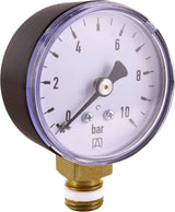 Gehoornde manometer met 1/4" bodempoort - Zwart - Geschikt voor terugspoelfilters met drukregelaar - Kunststof - Zelfdichtend met PTFE O-ring / Manometer / Perslucht / Manometer / DMMU14