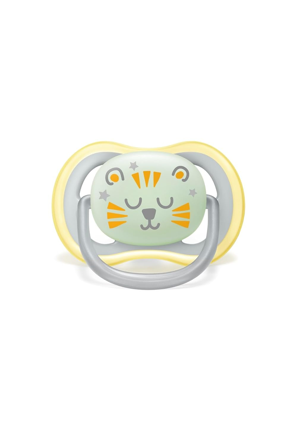 Philips AVENT Ultra Air Nachtfopspeen voor baby's vanaf 18 jaar Glow in the Dark Twin Pack Cloud/Tiger (Model SCF376/01)