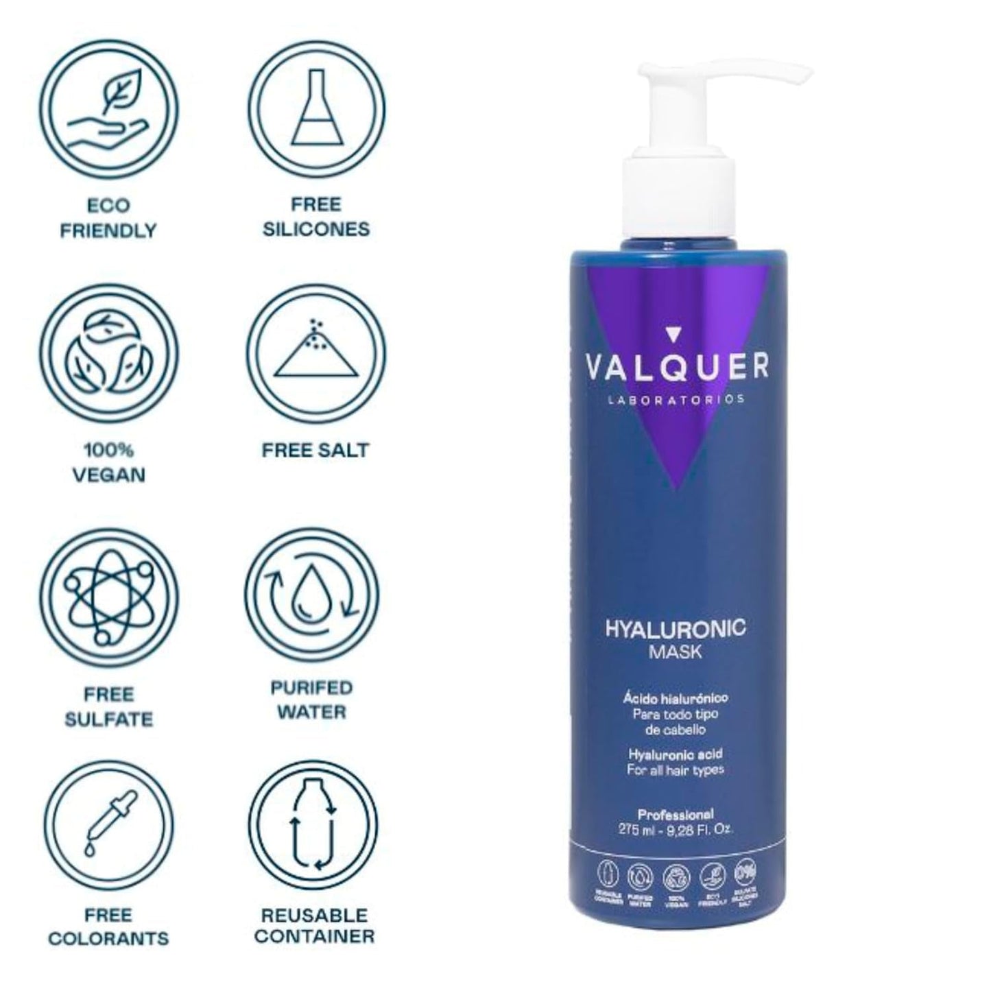 Valquer Hyaluronic Hair Treatment - Hydraterend haarmasker met lavendelgeur - Sulfaat- en siliconenvrij - 975 ml Naty Shop Haarmasker