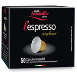 Caffè TROMBETTA L 'Espresso, Italiaanse Kaffee Nespresso compatibel Kapseln. Aus 100% Arabica met een volwaardige en körperreichen - 50 Kapseln, 50 Stück (1er Pack)