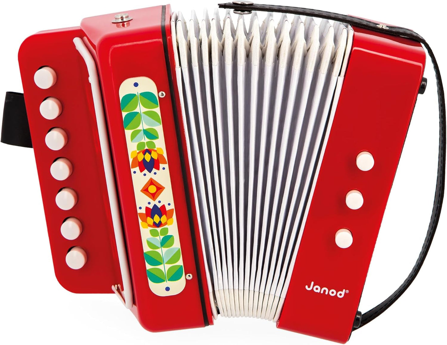 Janod - Accordeon Gioia - Kindermuziekinstrument - Rollenspel en educatie van oude muziek - Met riem - Vanaf 3 jaar, J07654 Jucarii Bebe Naty Shop Standaard titel