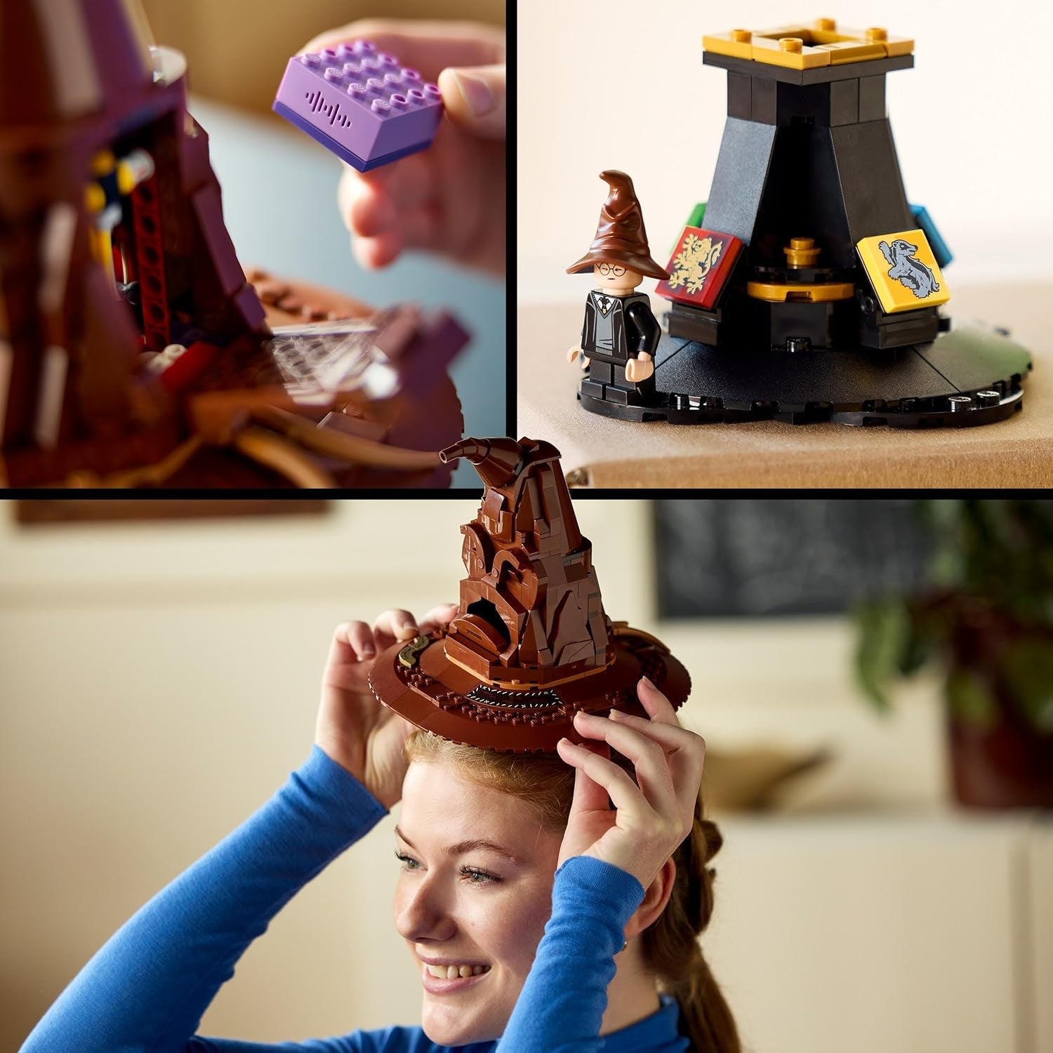LEGO Harry Potter Pratende Hoed Zweinstein Model Film voor volwassenen Cadeau voor dames Heren Moeder Vader met 31 willekeurige geluidscombinaties Sorteert je in je Zweinsteinhuis 76429 Bouwsets Bekijk de LEGO-Store